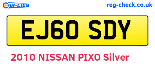 EJ60SDY are the vehicle registration plates.