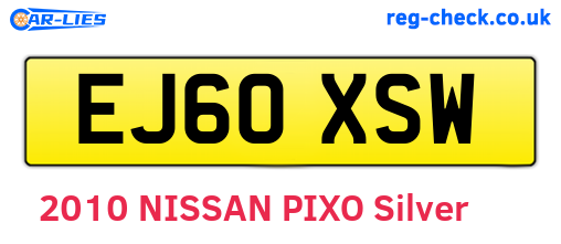 EJ60XSW are the vehicle registration plates.