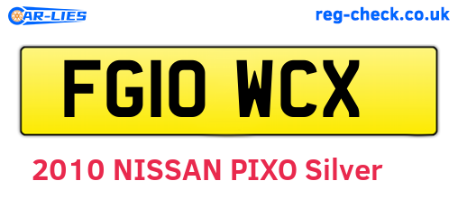 FG10WCX are the vehicle registration plates.