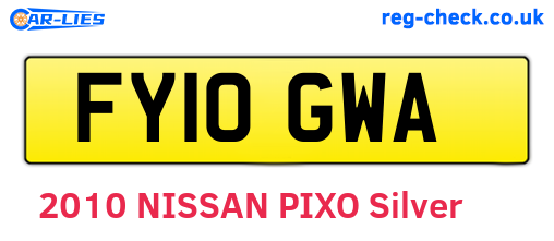 FY10GWA are the vehicle registration plates.