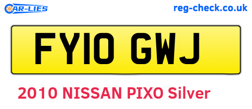 FY10GWJ are the vehicle registration plates.