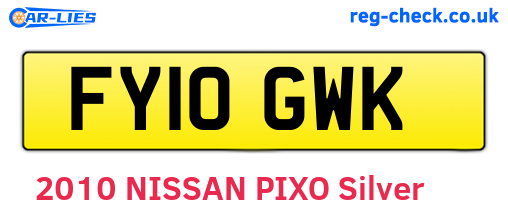 FY10GWK are the vehicle registration plates.