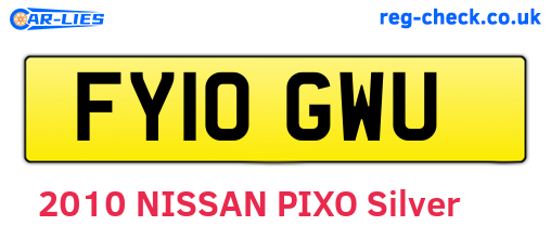 FY10GWU are the vehicle registration plates.
