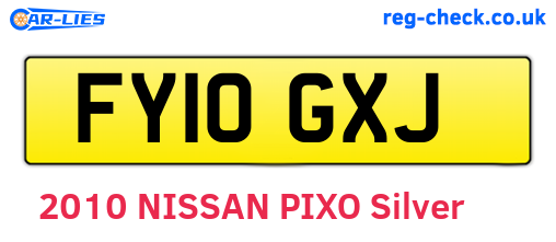 FY10GXJ are the vehicle registration plates.