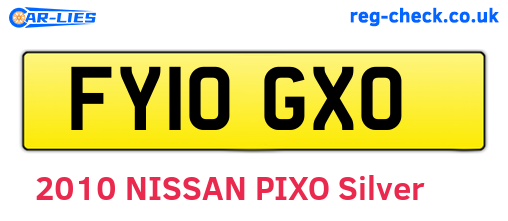 FY10GXO are the vehicle registration plates.