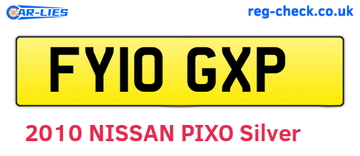 FY10GXP are the vehicle registration plates.