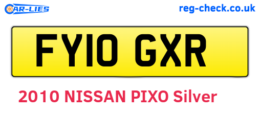 FY10GXR are the vehicle registration plates.