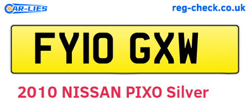 FY10GXW are the vehicle registration plates.
