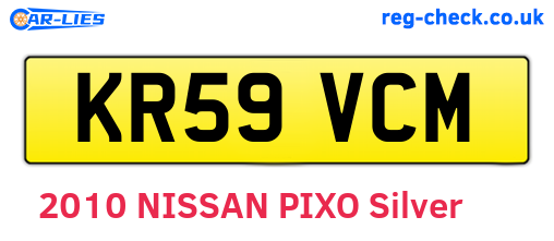 KR59VCM are the vehicle registration plates.
