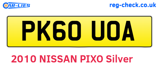 PK60UOA are the vehicle registration plates.