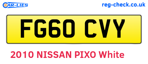 FG60CVY are the vehicle registration plates.