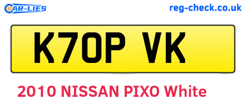 K70PVK are the vehicle registration plates.