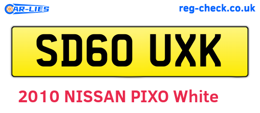 SD60UXK are the vehicle registration plates.