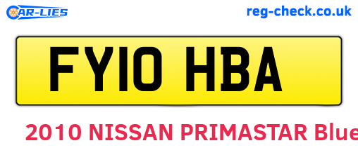 FY10HBA are the vehicle registration plates.