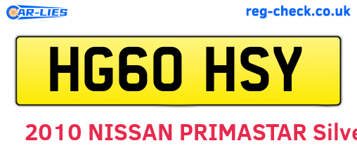 HG60HSY are the vehicle registration plates.