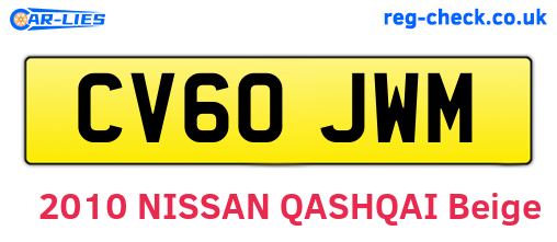CV60JWM are the vehicle registration plates.