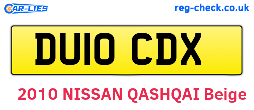 DU10CDX are the vehicle registration plates.