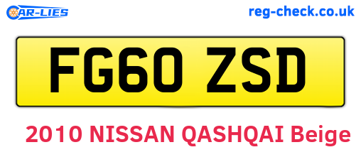 FG60ZSD are the vehicle registration plates.