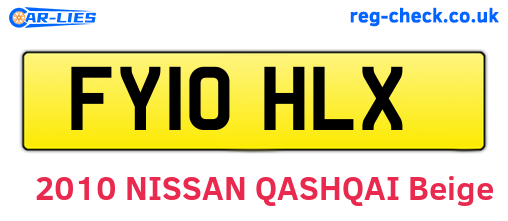 FY10HLX are the vehicle registration plates.