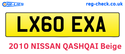 LX60EXA are the vehicle registration plates.