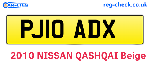 PJ10ADX are the vehicle registration plates.