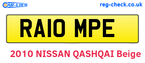 RA10MPE are the vehicle registration plates.