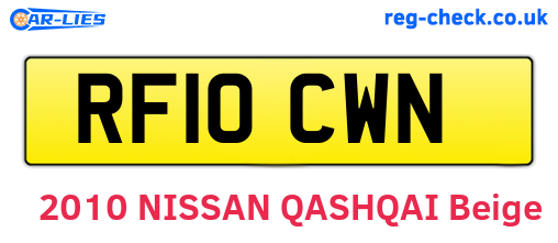 RF10CWN are the vehicle registration plates.