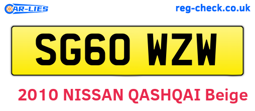 SG60WZW are the vehicle registration plates.