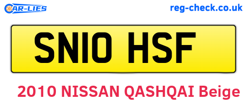 SN10HSF are the vehicle registration plates.