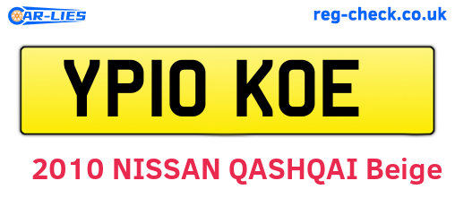 YP10KOE are the vehicle registration plates.