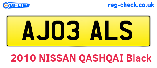 AJ03ALS are the vehicle registration plates.