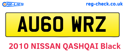 AU60WRZ are the vehicle registration plates.