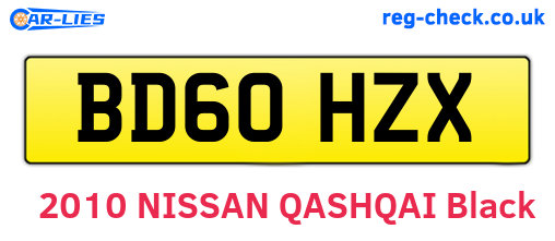 BD60HZX are the vehicle registration plates.