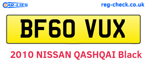 BF60VUX are the vehicle registration plates.