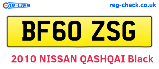 BF60ZSG are the vehicle registration plates.