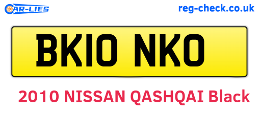 BK10NKO are the vehicle registration plates.