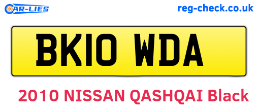 BK10WDA are the vehicle registration plates.