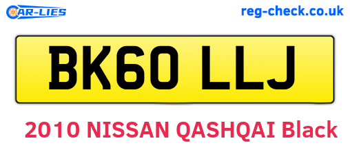 BK60LLJ are the vehicle registration plates.