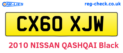 CX60XJW are the vehicle registration plates.