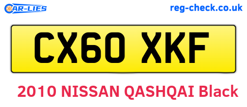 CX60XKF are the vehicle registration plates.
