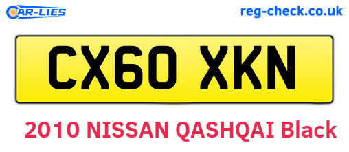 CX60XKN are the vehicle registration plates.