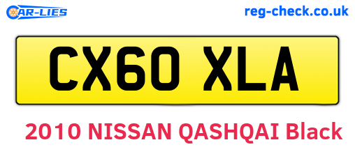 CX60XLA are the vehicle registration plates.