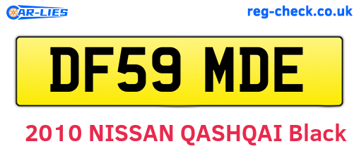 DF59MDE are the vehicle registration plates.