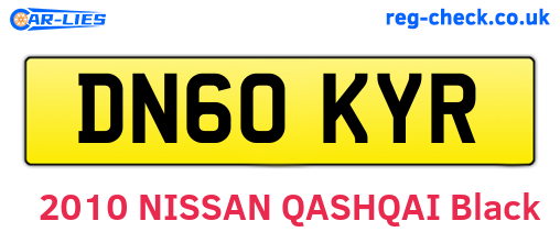 DN60KYR are the vehicle registration plates.