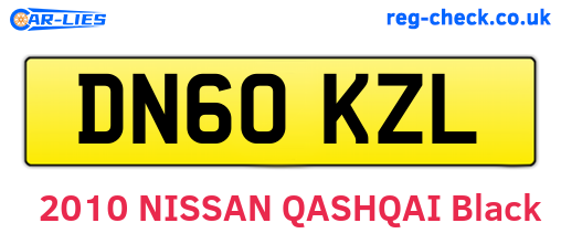 DN60KZL are the vehicle registration plates.