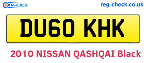 DU60KHK are the vehicle registration plates.