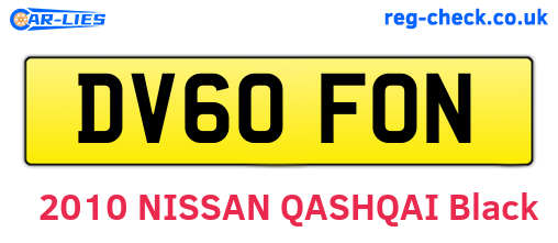 DV60FON are the vehicle registration plates.