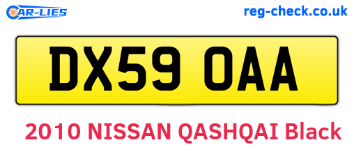 DX59OAA are the vehicle registration plates.