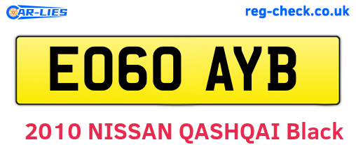EO60AYB are the vehicle registration plates.