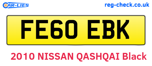 FE60EBK are the vehicle registration plates.